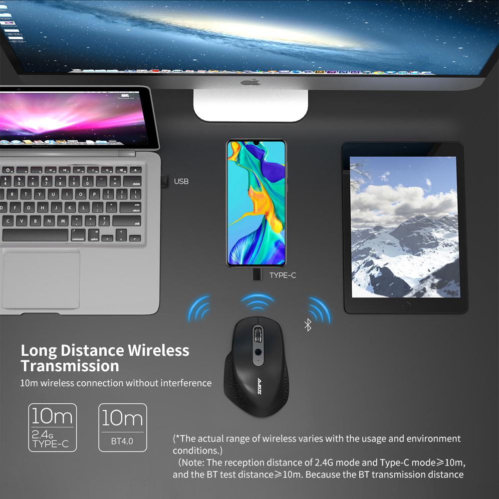 Chuột Ajazz i660T BT4.0 2.4G có thể sạc lại nhiều chế độ không dây thay thế cho Máy tính để bàn Mac Notebook