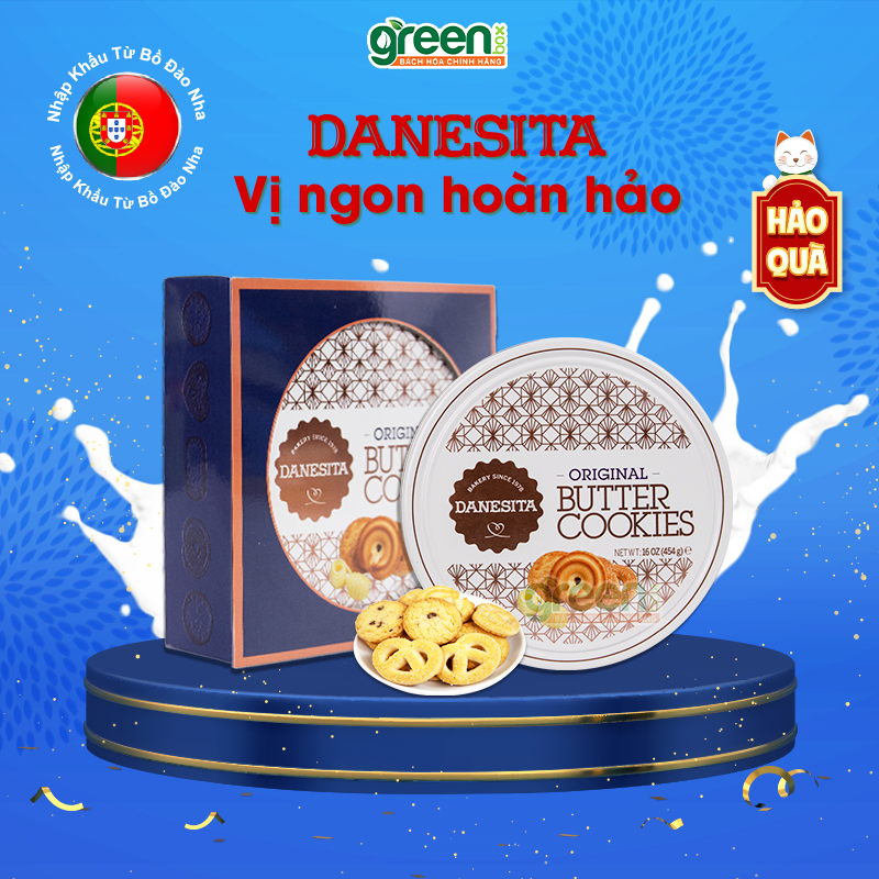 Hộp bánh qui bơ vị nguyên bản Danesita 340g nhập khẩu Châu Âu