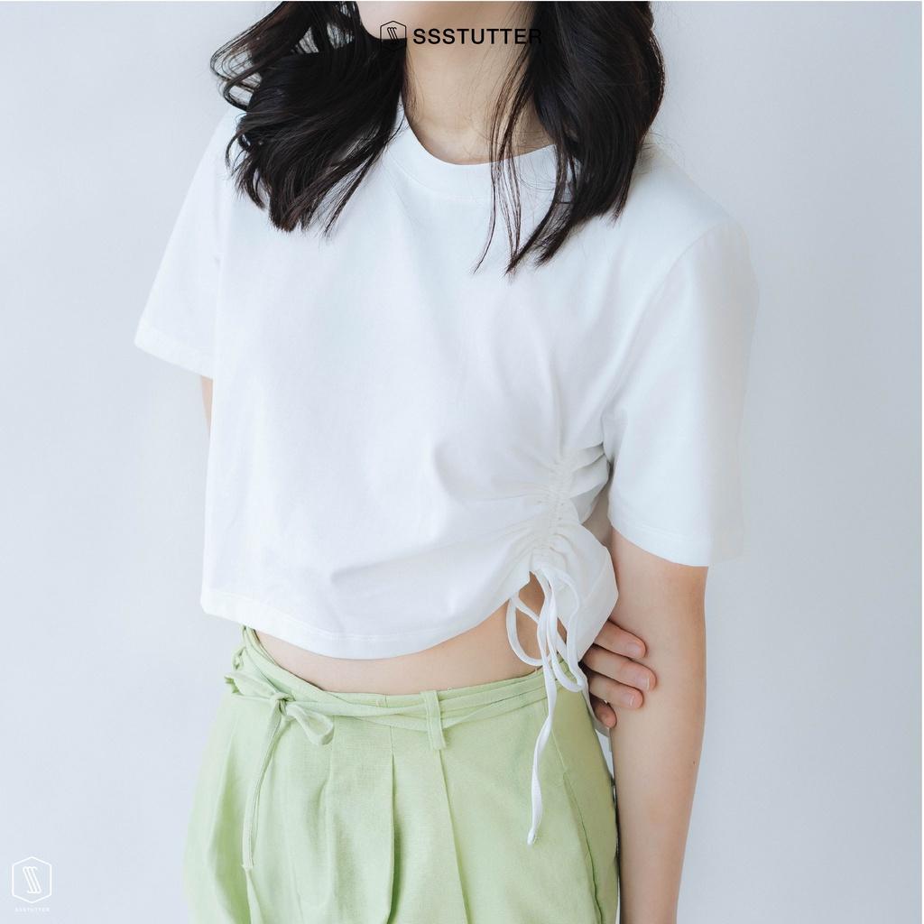 Áo croptop nữ SSSTUTTER cách điệu rút dây sườn áo tron tee