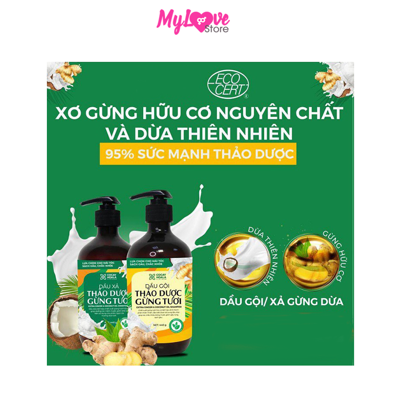 Combo Dầu Gội Xả Gừng Dừa Hữu Cơ Cocayhoala Ngăn Rụng Tóc Kích Thích Mọc Tóc - Giảm Gàu 440g + Tặng Gel Tẩy Da Chết Cafe Cocayhoala Sáng Da Sạch Mụn - Tăng Hấp Thụ Dưỡng Chất của Da - Chiết Xuất Cafe