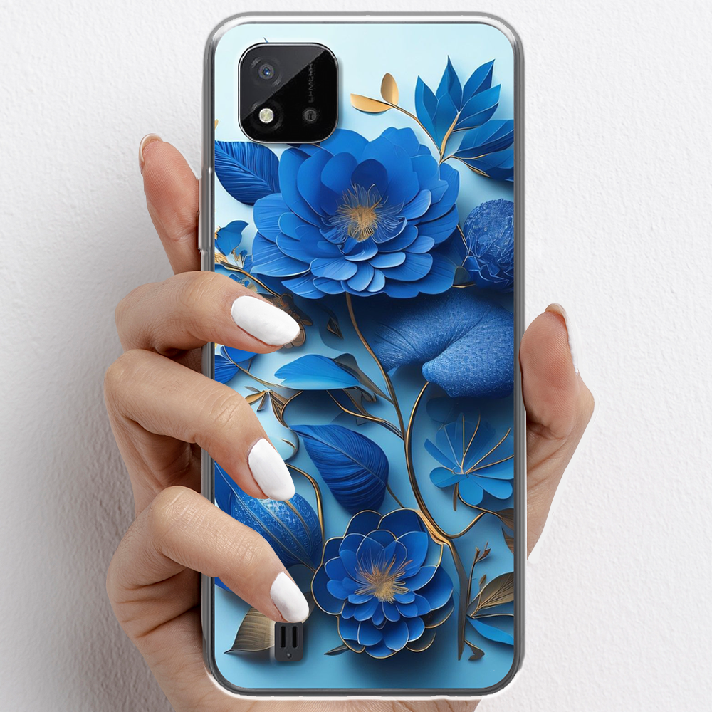 Ốp lưng cho Realme C11 nhựa TPU mẫu Hoa xanh dương