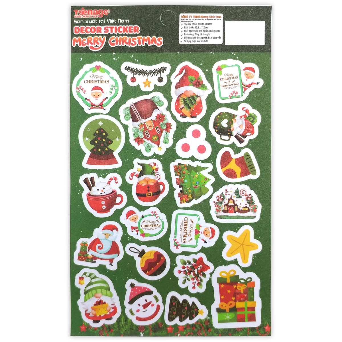 Bộ Sticker Kim Tuyến Merry Christmas - Teenage KT-01 (5 Tờ)
