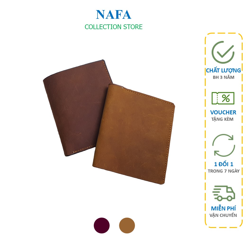 Ví nam đứng, ví da bò sáp cao cấp NAFA WS104 da thật 100% thời trang nhỏ gọn, tiện lợi
