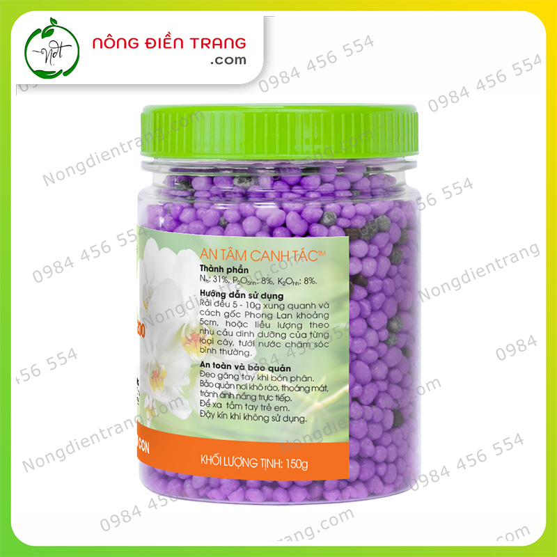 Phân bón thông minh tan chậm RYNAN 200 - Hộp 150g - Chuyên dùng cho hoa lan kích mọc mầm, đâm chồi, ra lá giai đoạn cây con, cây trưởng thành VTNN Nông Điền Trang