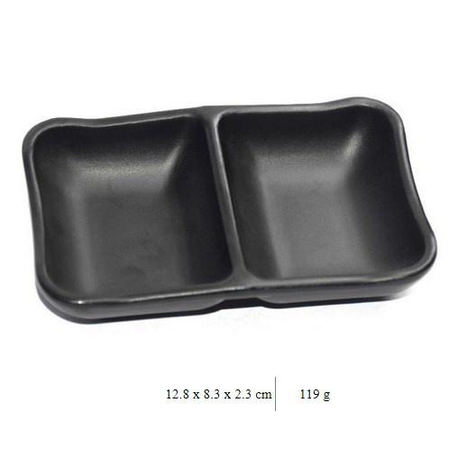 Dĩa Nước Chấm 2 Ngăn, 3 Ngăn Nhựa Melamine Màu Đen Cao Cấp - Duonghieu6789