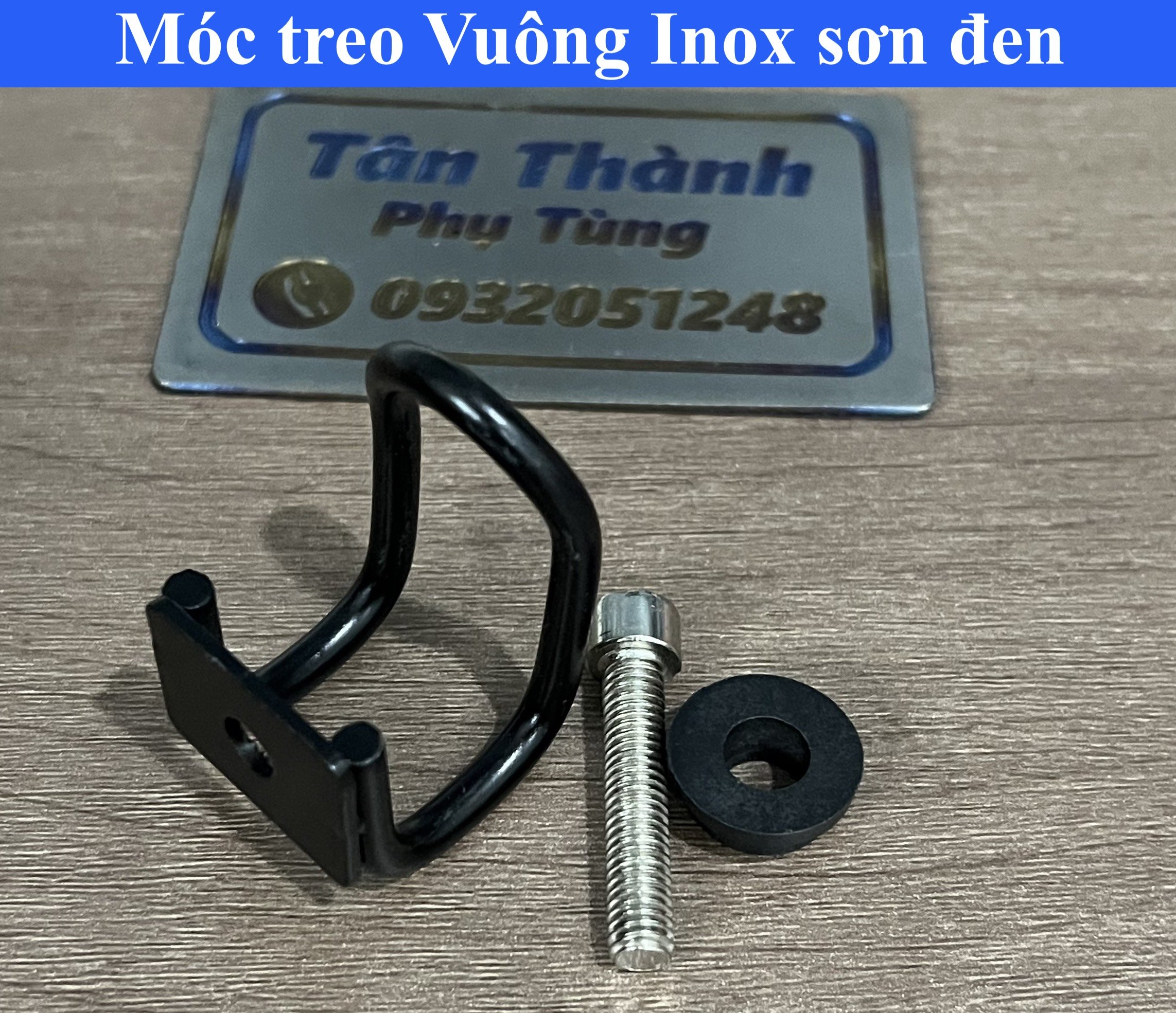 Móc treo dành cho xe máy Kiểu Vuông,Chữ U Inox sơn đen- 1 cái