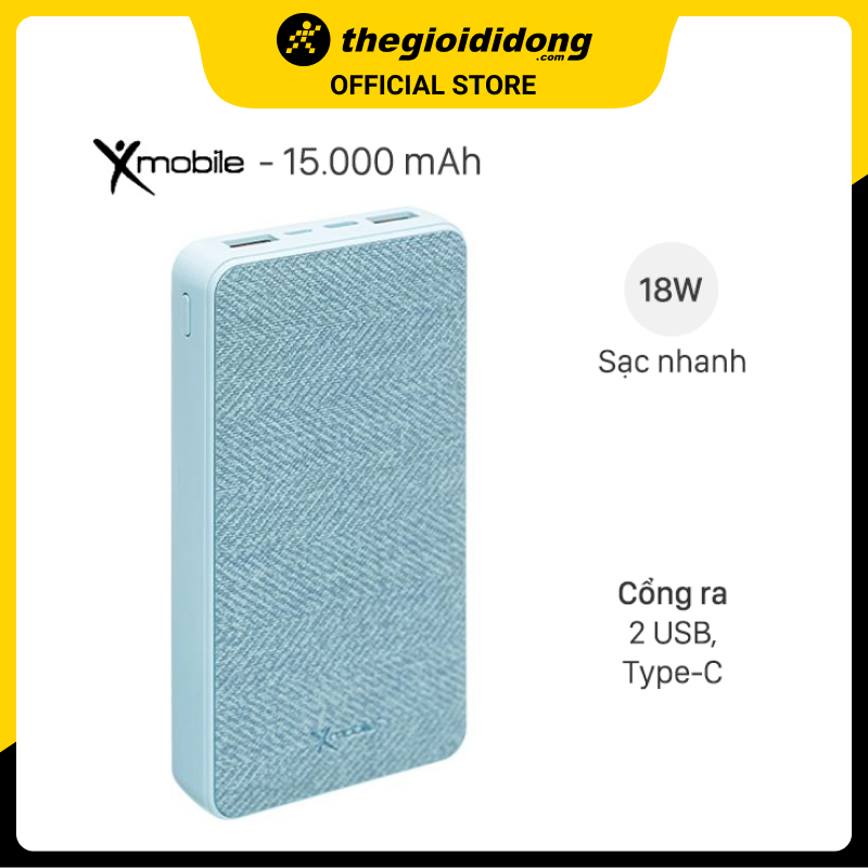 Pin sạc dự phòng Polymer 15.000 mAh Type C PD QC3.0 X-mobile PowerBox P72D - Hàng chính hãng