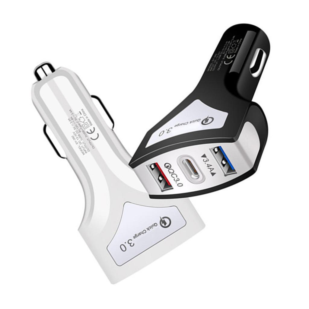 QC3.0 Universal Dual Port LED USB Smart Car Quick Charge Adapter Black