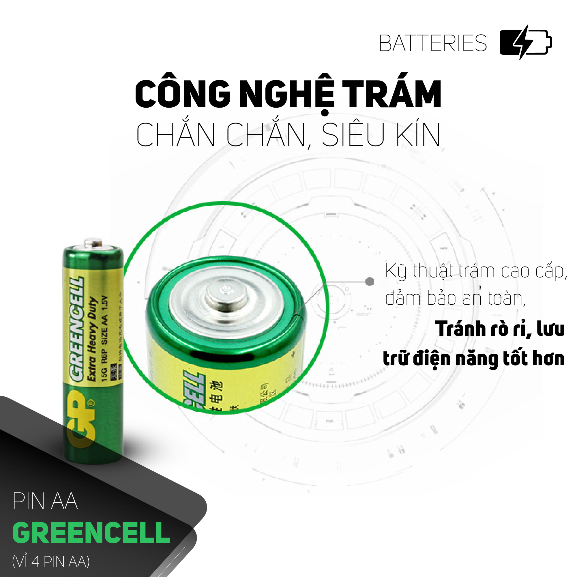 Pin tiểu GP Greencell AA 1.5V (2 viên),Pin AA GP,Pin chuột máy tính,Pin điều khiển quạt,Pin điều khiển tivi,Pin sử dụng cho các thiết bị nhỏ,Pin đồng hồ treo tường,Pin đồ chơi điện tử trẻ em