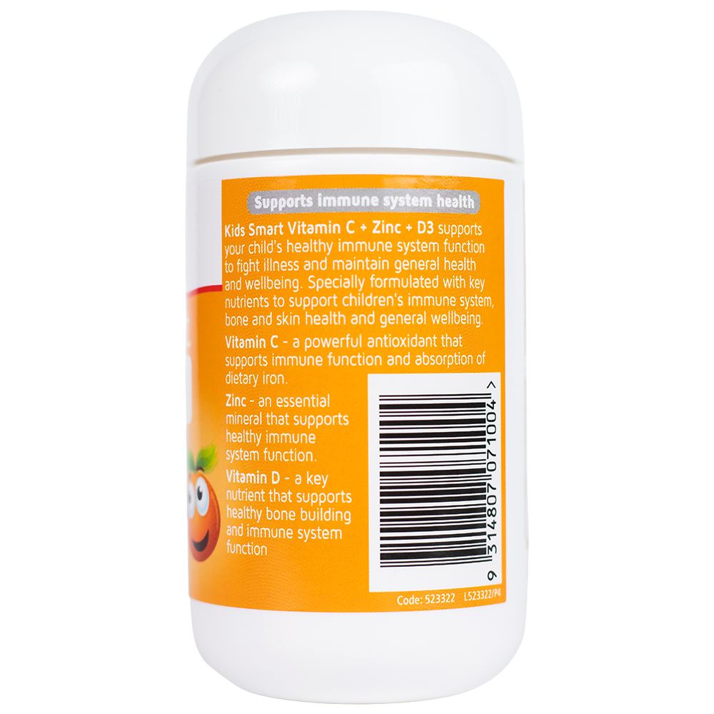 Nature’s Way Kids Smart Vitamin C + Zinc + D3 - Bổ sung Vitamin C, Vitamin D3 và Kẽm cho bé (75 viên/ Lọ)