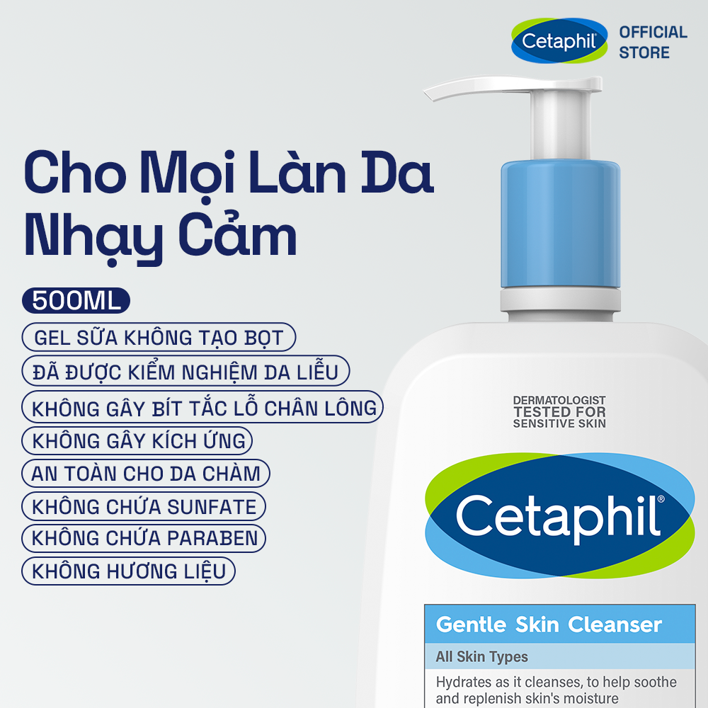 Sữa rửa mặt dịu lành cho da nhạy cảm Cetaphil Gentle Skin Cleanser 500ml