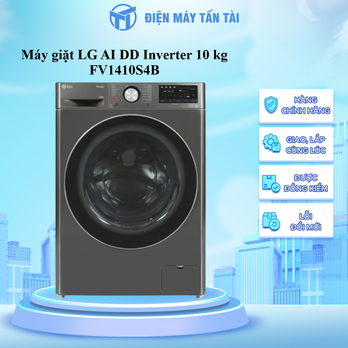 Máy giặt LG AI DD Inverter 10 kg FV1410S4B - Hàng Chính Hãng - Giao HCM