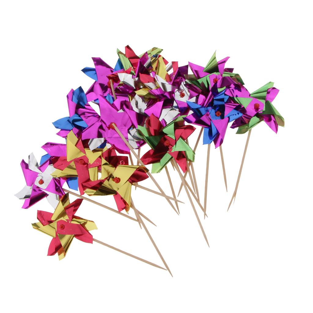 50pcs Foil Windmill Fruit Sticks Cocktail Picks Party Table Decoration