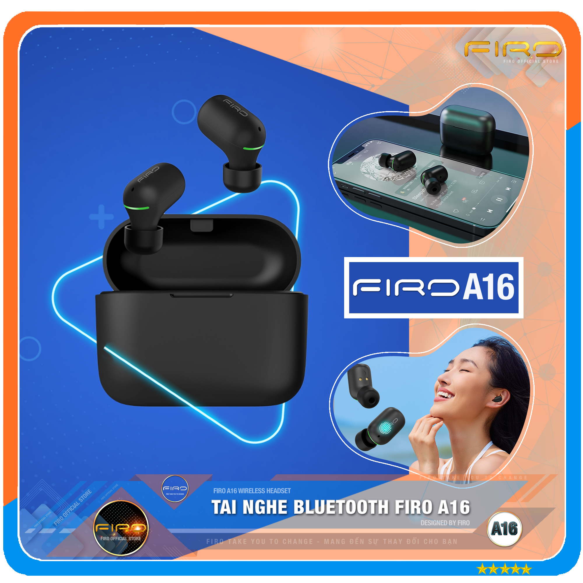 Tai Nghe Bluetooth Nhét Tai Không Dây FIRO A20 - Tai Nghe Bluetooth ENC Giảm Tiếng Ồn Thông Minh - Tai Nghe FIRO A20 Bluetooth 5.3 - Công Nghệ Kháng Nước IPX5 - Tai Nghe Không Dây FIRO A20 - Phù Hợp Với Tất Cả Dòng Máy - Hàng Chính Hãng