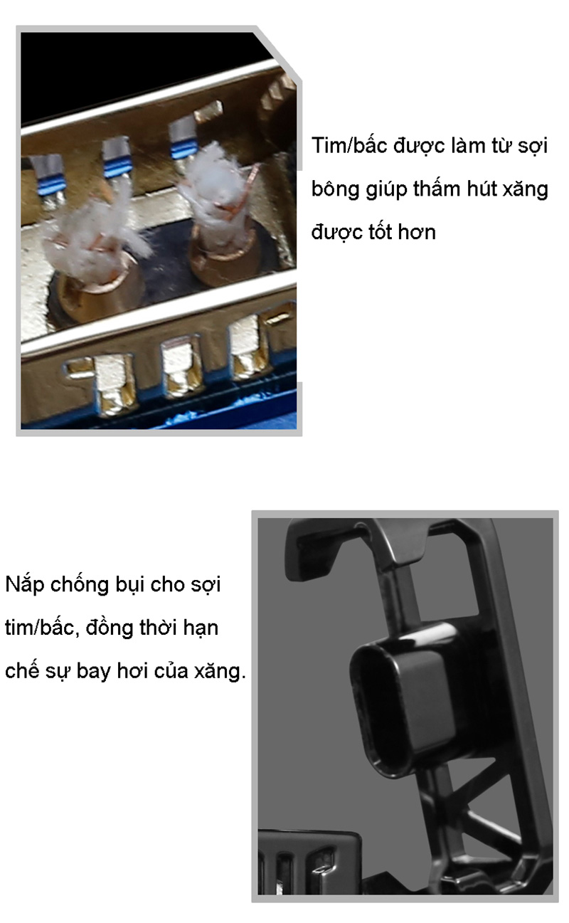 Vỏ Hột Quẹt Bật Lửa Xăng Đá Chief CF-315 Thiết Kế 2 Đầu Tim/Bấc Động Cơ Lộ Thiên Cực Đẹp - Nhiều Màu