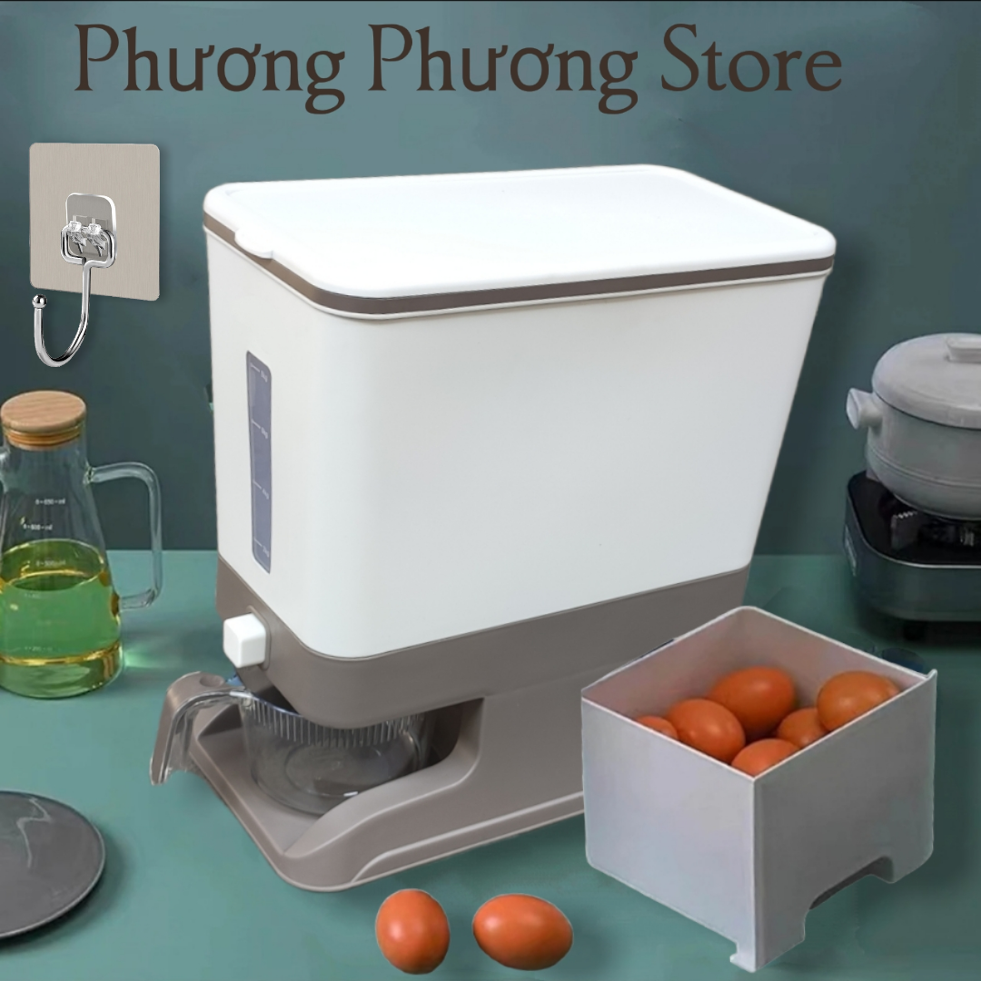 Thùng đựng gạo thông minh Xuất Nhật Care 6868 - thùng đựng ngũ cốc, chống côn trùng, ẩm mốc ( tặng vỉ dán tường to )