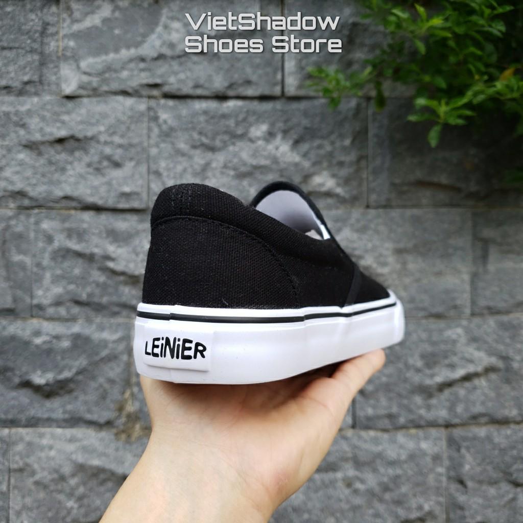 Slip on nam - Giày lười vải nam LEiNiER - Chất liệu vải bố 3 màu (đen), (trắng) và (đen tuyền) - Mã SP 228