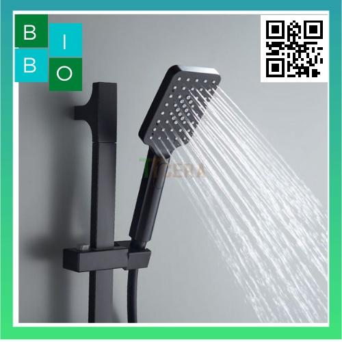 Bộ Sen tắm Vuông Đen Nóng Lạnh Inox304 Sơn Tĩnh Điện