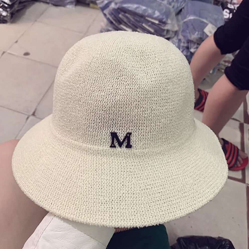 Mũ cói chữ M - nón cói vành nhỏ chống nắng, đi biển phong cách Hàn