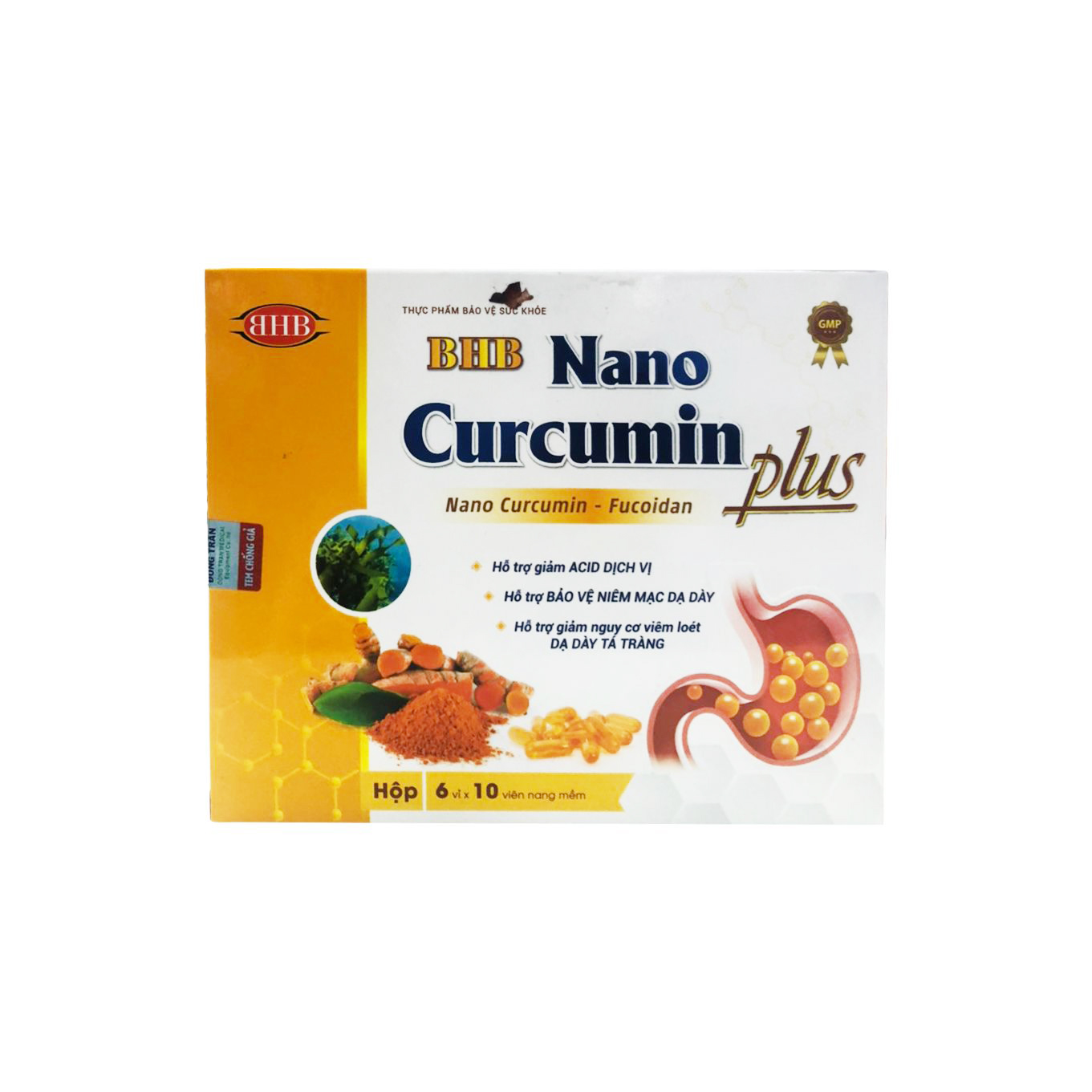 (Hộp 60 viên) Viên BHB Nano Curcumin Plus- Hỗ trợ giảm acid dịch vị, Bảo vệ niêm mạc dạ dày