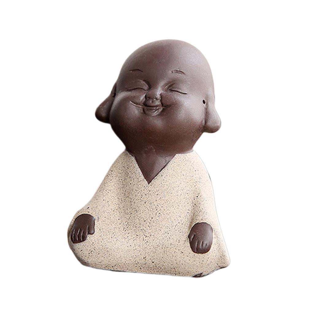 Ceramic Small Buddha Statue Baby Kids Monk Figurine Tea Pet Ornaments A.