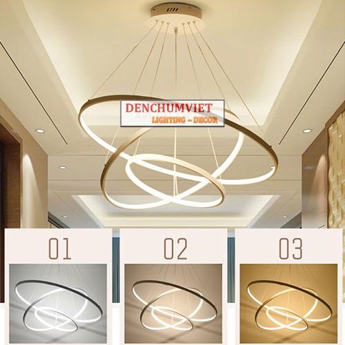 Đèn Thả 3 Vòng Led Hiện Đại thích hợp trang trí phòng khách, phòng ngủ, nhà hàng, khách sạn