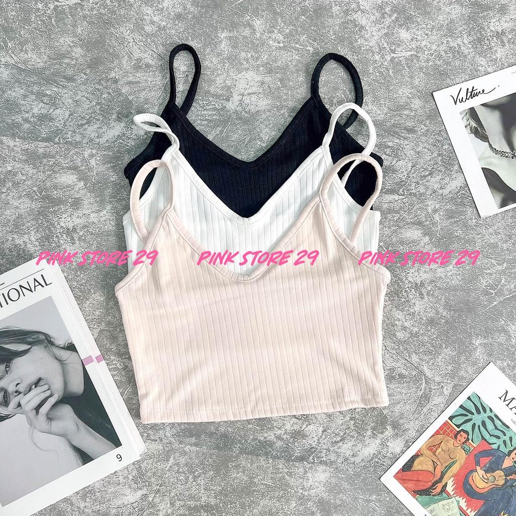 Áo Hai Dây Croptop PINKSTORE29, Dáng Rộng Cổ Tròn Nữ Tính A5397