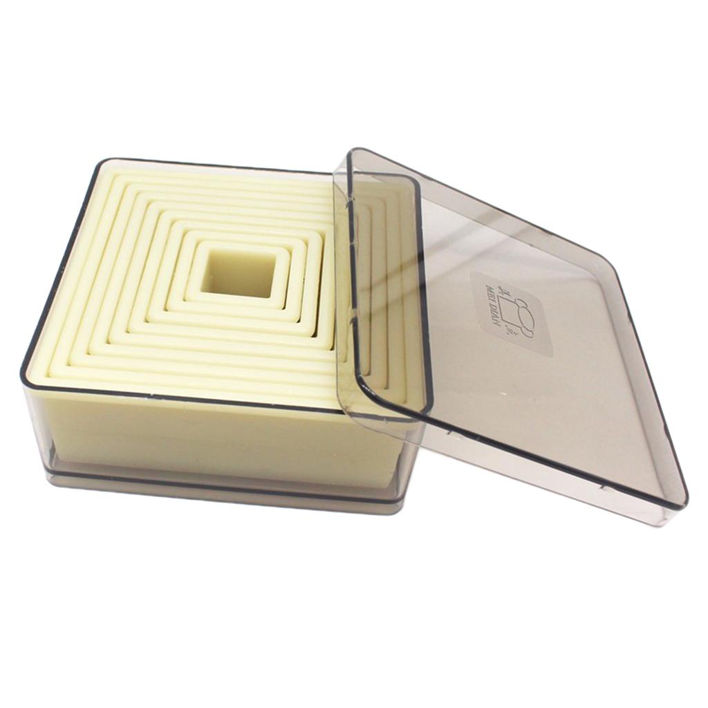 2X Square Cookie Cutter Nylon Fondant Cutter Set Biscuit Cutter Set with Case 1