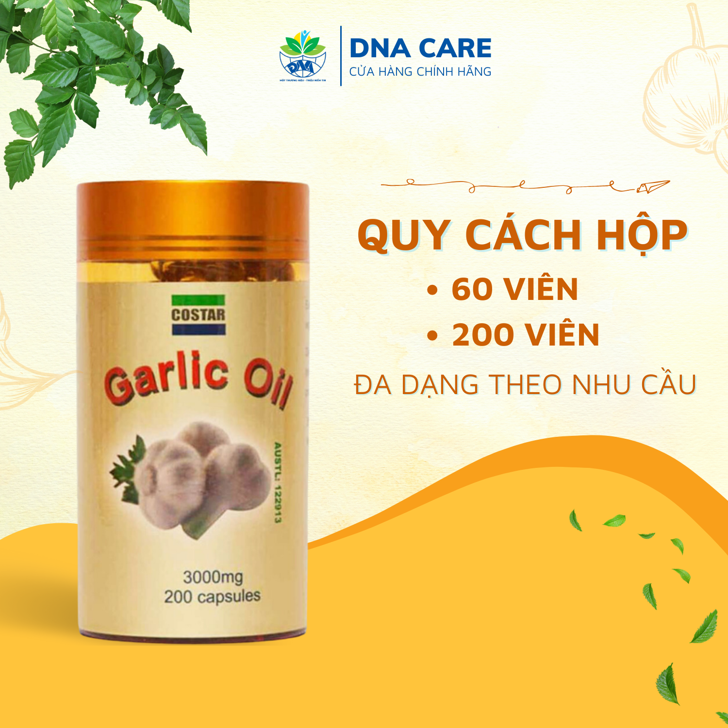 Viên uống bổ phổi tinh dầu tỏi Garlic Oil Costar hộp 60 /200 viên