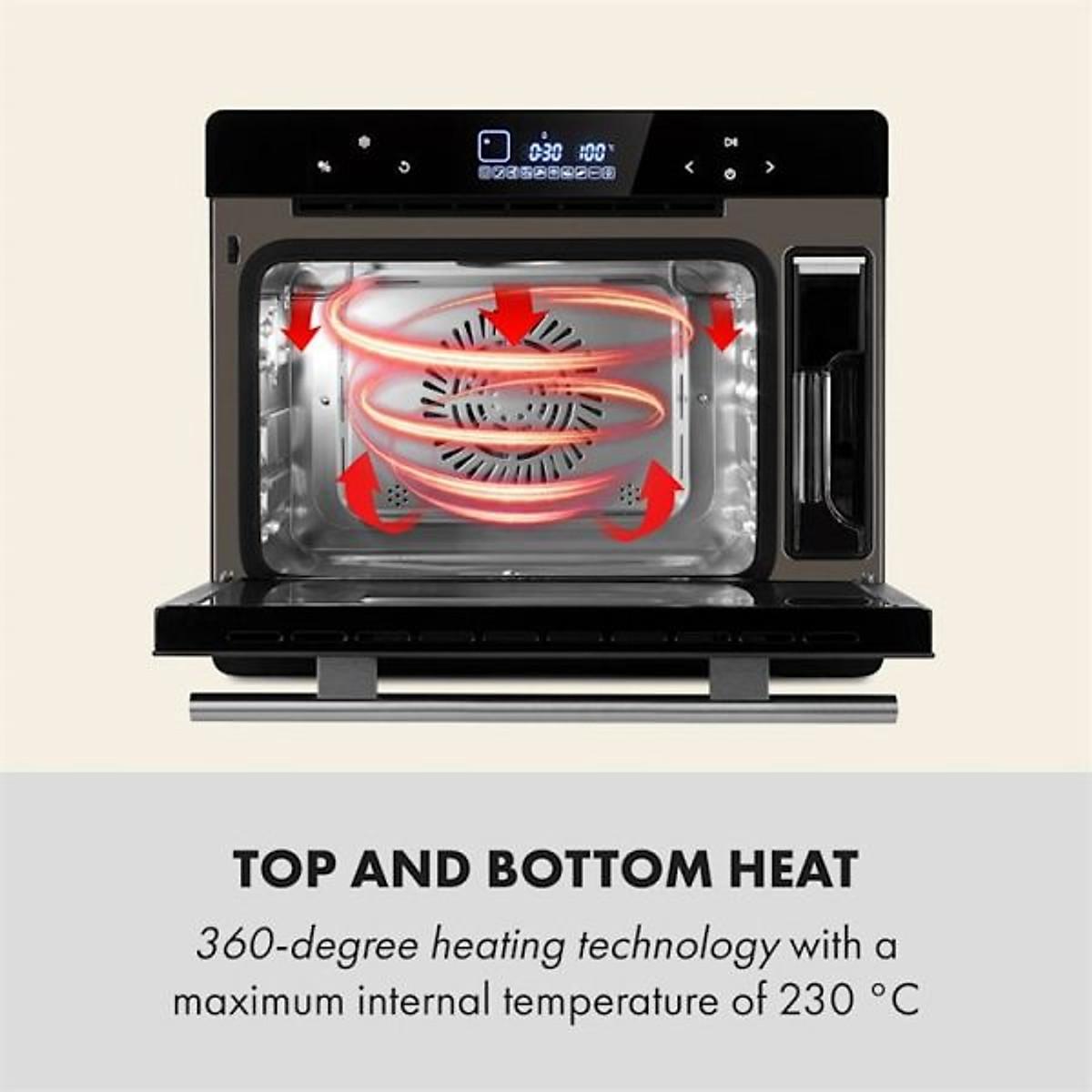 Lò Hấp Nướng Klarstein MasterFresh Steam Oven, Dung Tích 24L, Công Suất 2200W, Tự Vệ Sinh, Nhập Đức, Bảo Hành 12 Tháng