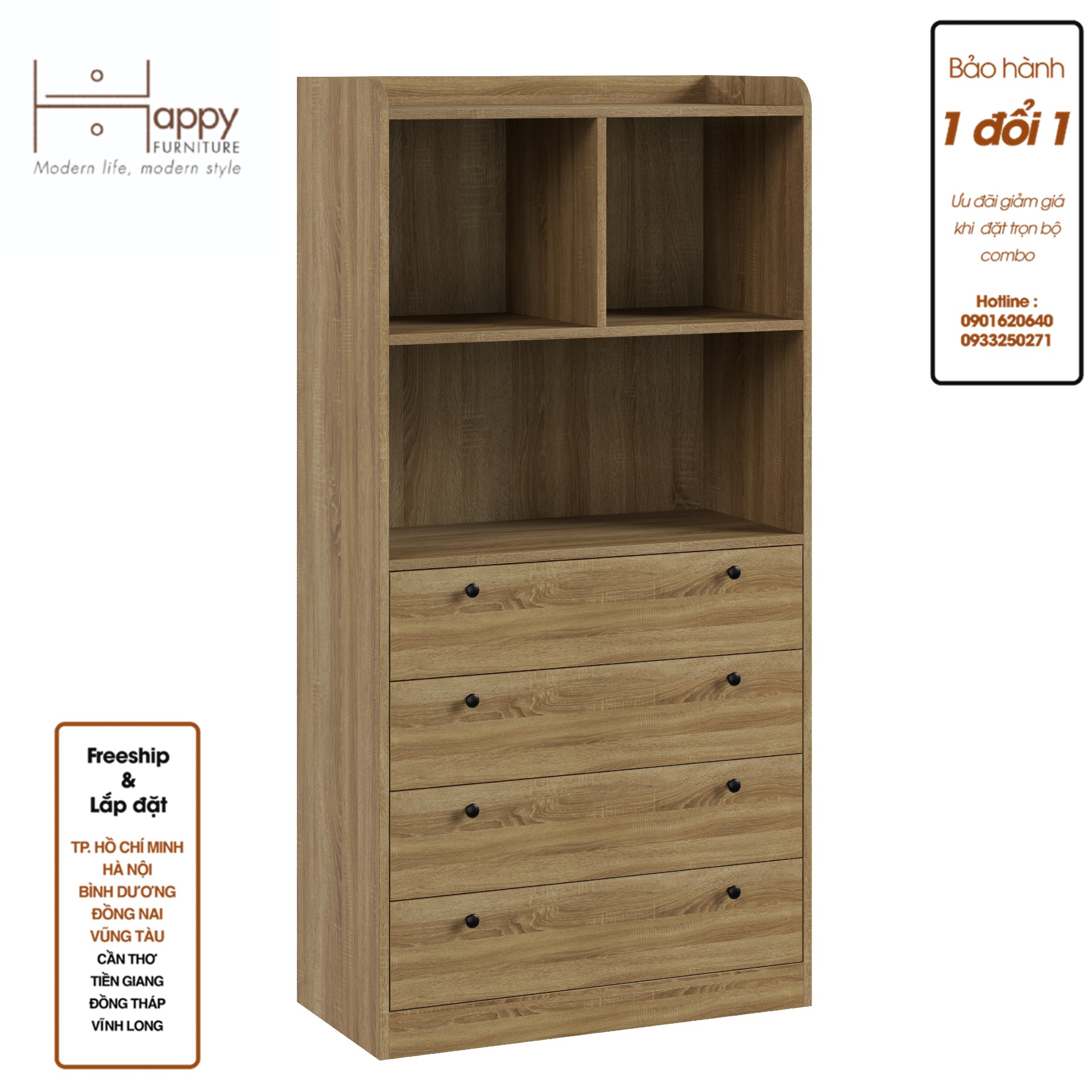 [Happy Home Furniture] CANA, Tủ lưu trữ - 7 ngăn ,  80cm x 40cm x 160cm ( DxRxC), THK_051
