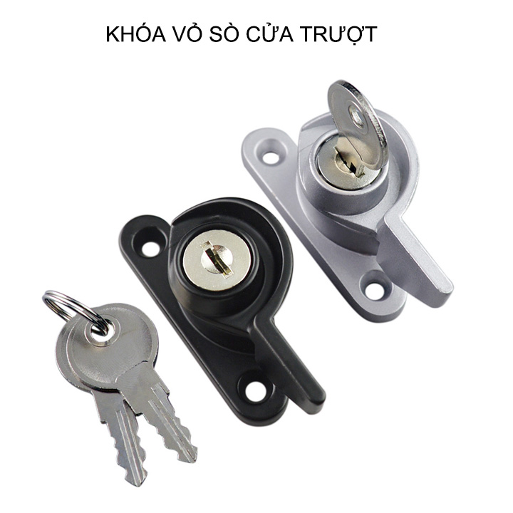 01 Khóa cửa vỏ sò bằng hợp kim kẽm, dùng cho cửa sổ trượt, lùa kèm 2 chìa khóa