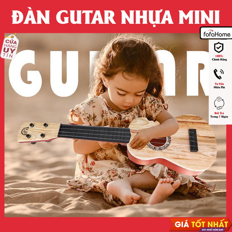 Đàn Ghita Nhựa Cho Bé - Đàn Ukulele Mini Giả Gỗ Giao Màu Ngẫu Nhiên