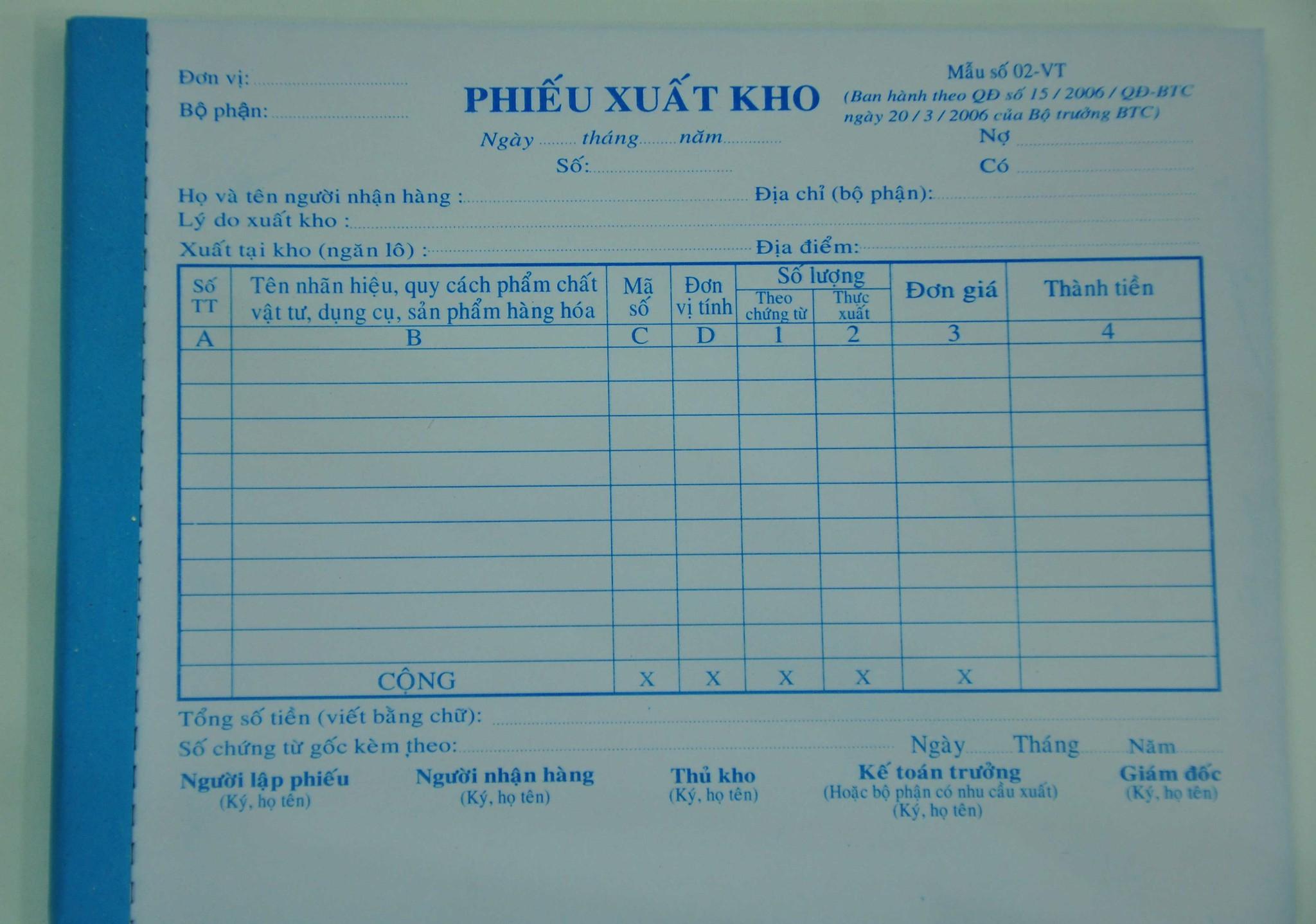 Phiếu Xuất Kho 3 Liên A5 Dày