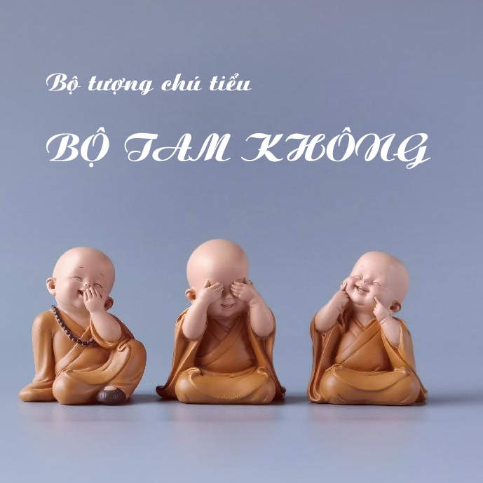 Bộ 3 chú tiểu Tam Không áo nâu size 7cm để oto, trang trí