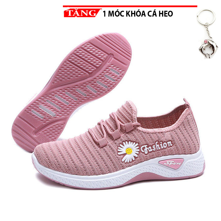 Giày thể thao Sneakers nữ cổ thấp hoa cúc thời trang cao cấp HC 01 Tặng móc khóa cá heo