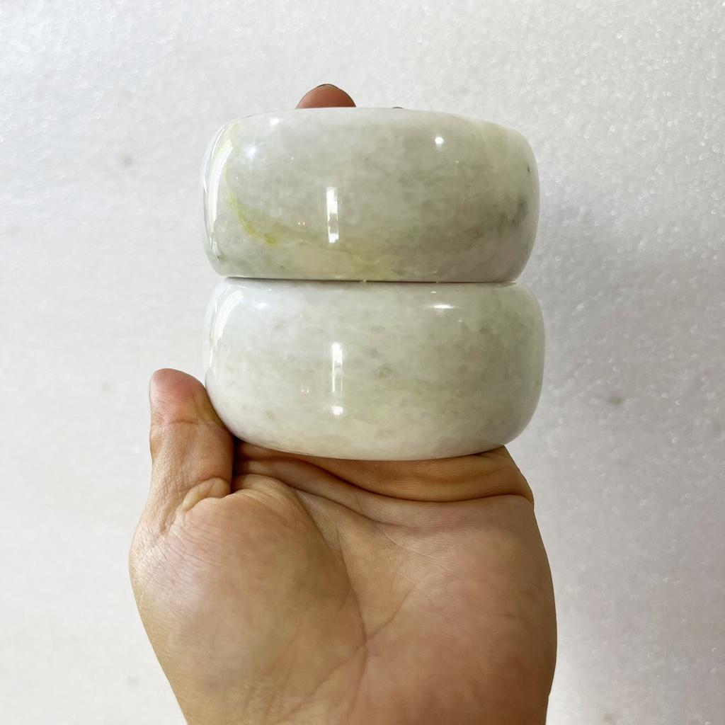 Vòng tay bạch ngọc bản cao 3 cm cho người mệnh Kim và Thủy