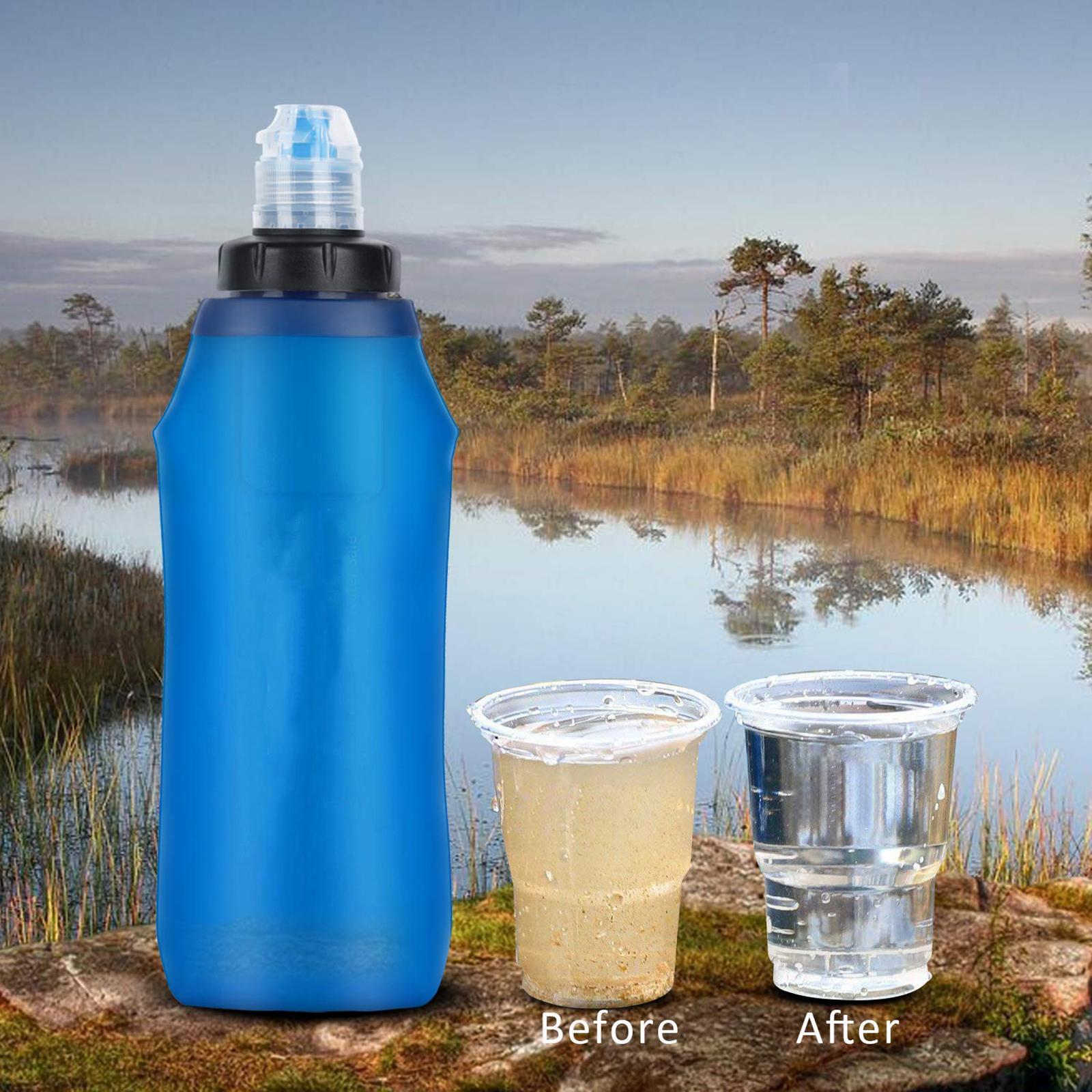 Outdoor Survival Water Bottle with Filter, Compact Water Purifier Bag Filtration System Preparedness