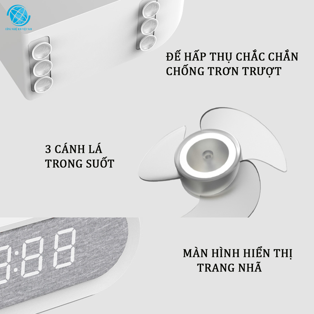 Đế sạc không dầy tích hợp đồng hồ, quạt không dây Xiaomi HL Yue life tích hợp 3 trong 1 - hàng chính hãng