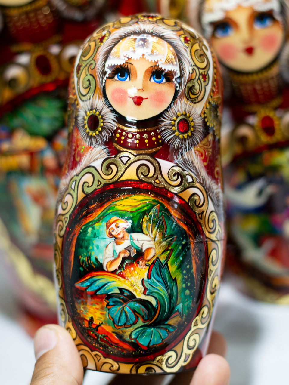 BỘ BÚP BÊ NGA MATRYOSHKA 10 LỚP CAO 26CM HOA VĂN "CHUYỆN CỔ TÍCH PUSHKIN" CỰC ĐẸP VÀ SANG TRỌNG