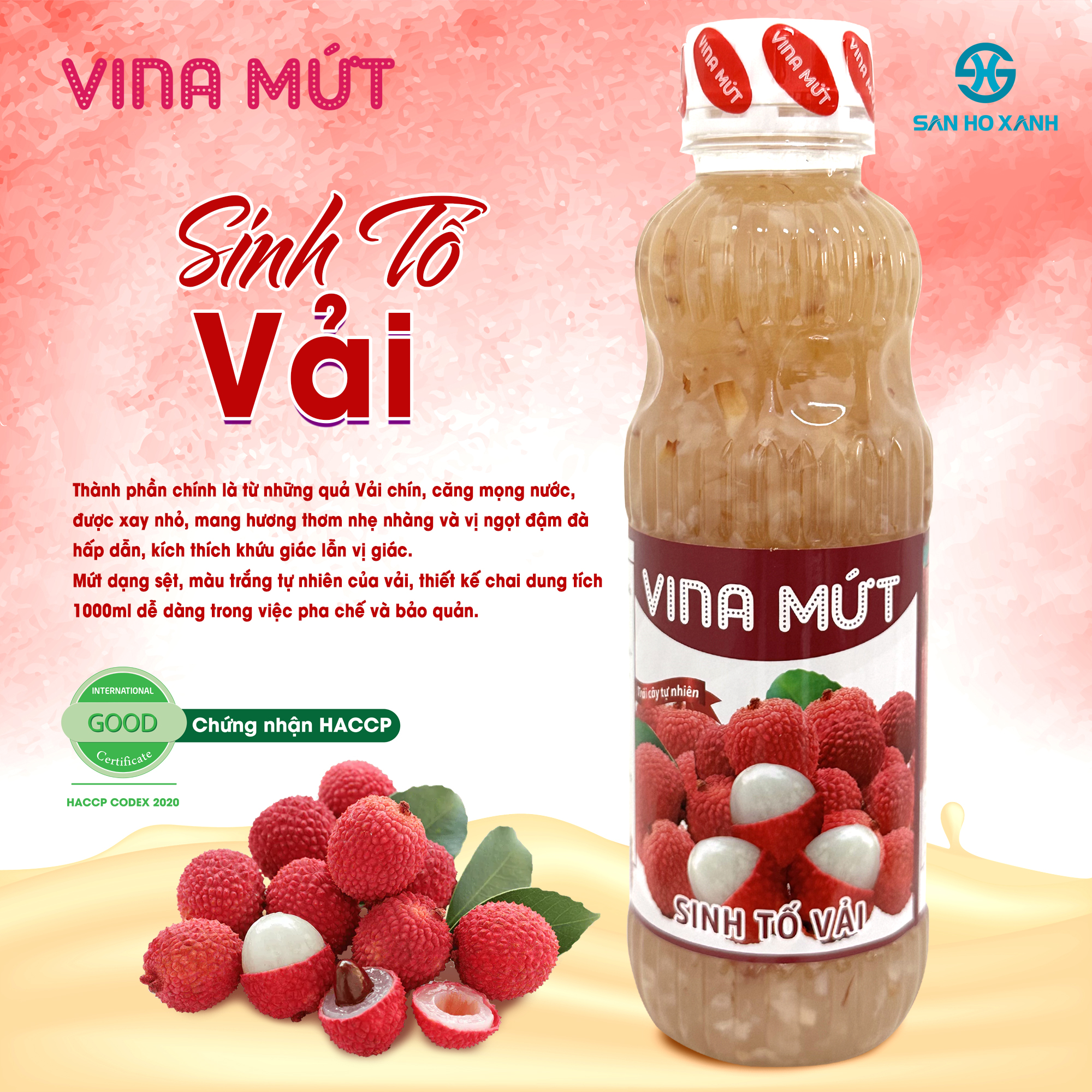 Sinh Tố VINA MỨT 1000ml - 10 Vị Trái Cây Tươi Tự Nhiên