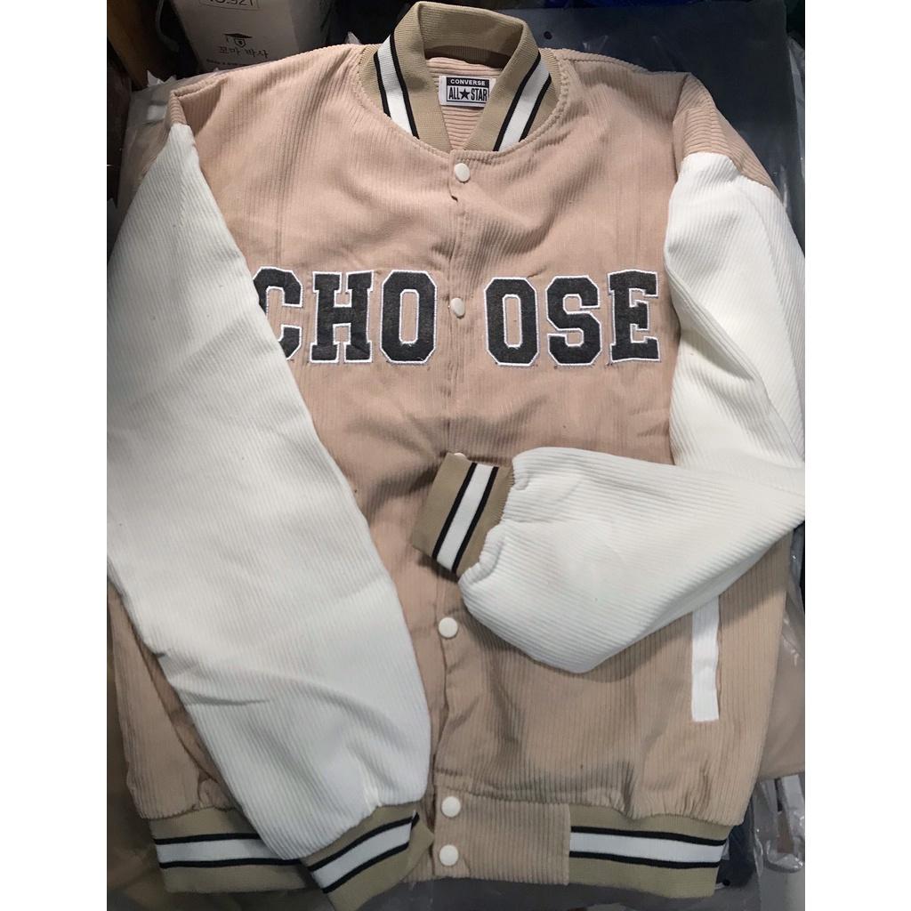 Áo Bomber Nhung Tăm/ Áo Khoác Bomber CHOOSE Form Rộng Unisex Nam Nữ, Áo Bomber Nhung Tắm Form Rộng Unisex Nam Nữ In Chữ CHOOSE Áo Khoác Jacket Phong Cách Hàn Quốc