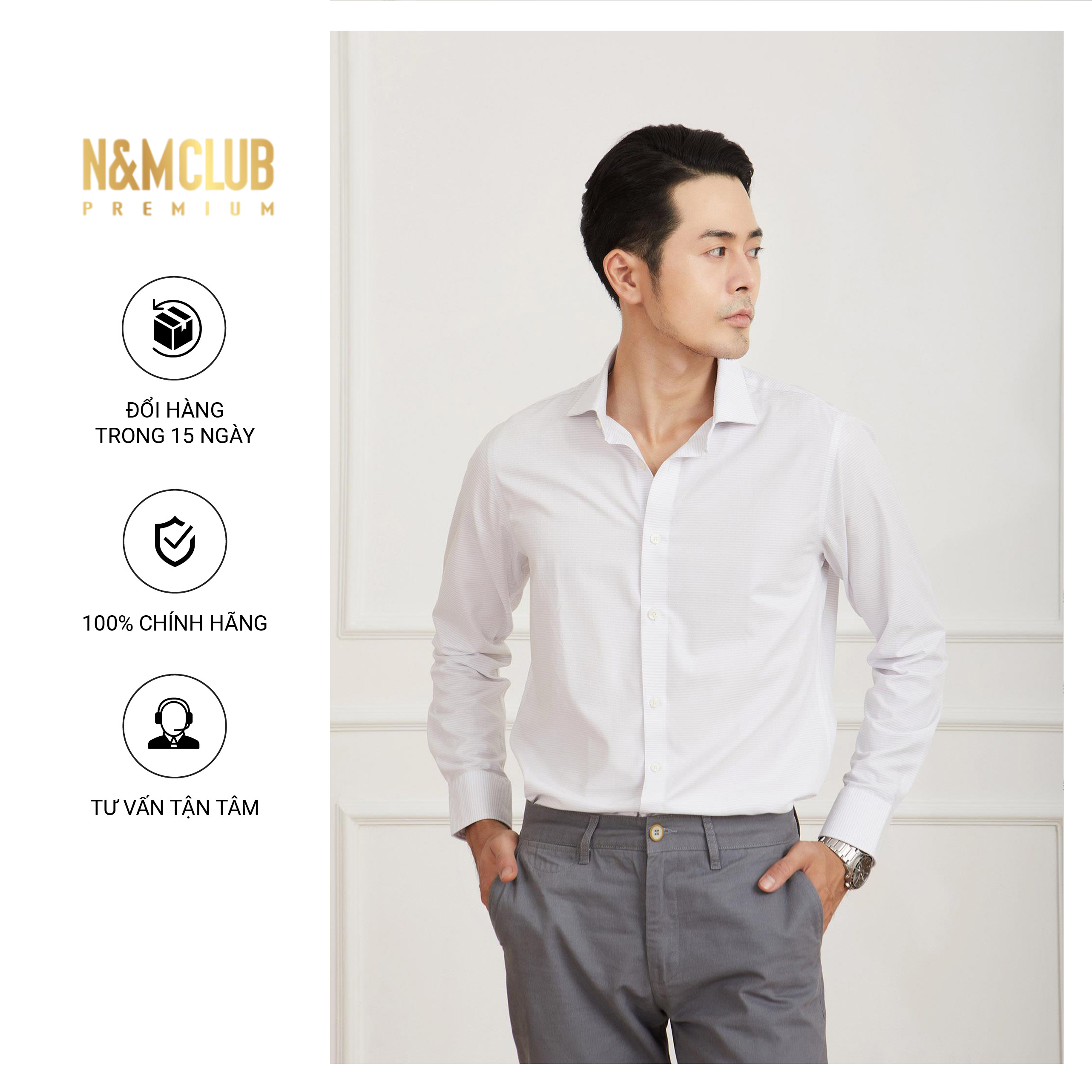 N&amp;MCLUB Áo Sơ Mi Bamboo Nam Tay Dài 2104008
