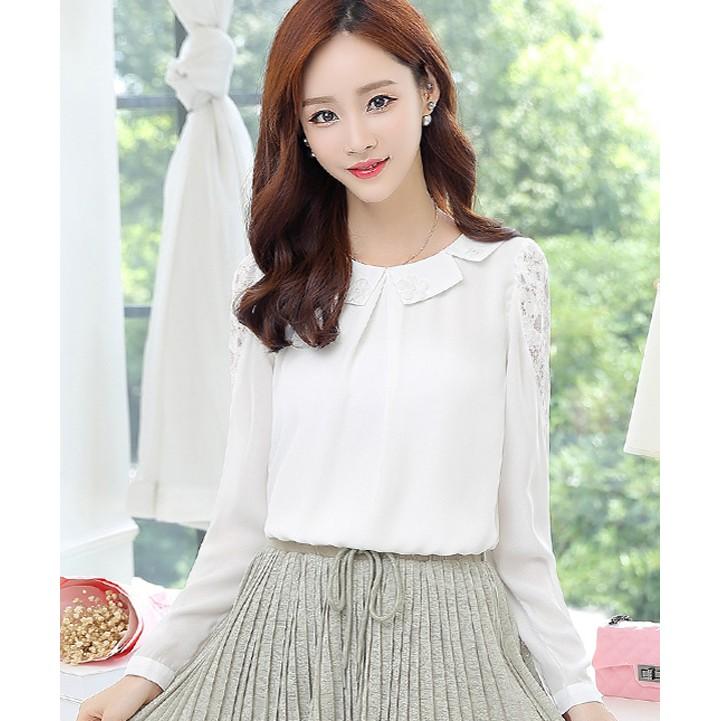 SƠ MI PHỐI REN ĐÍNH HOA SM33