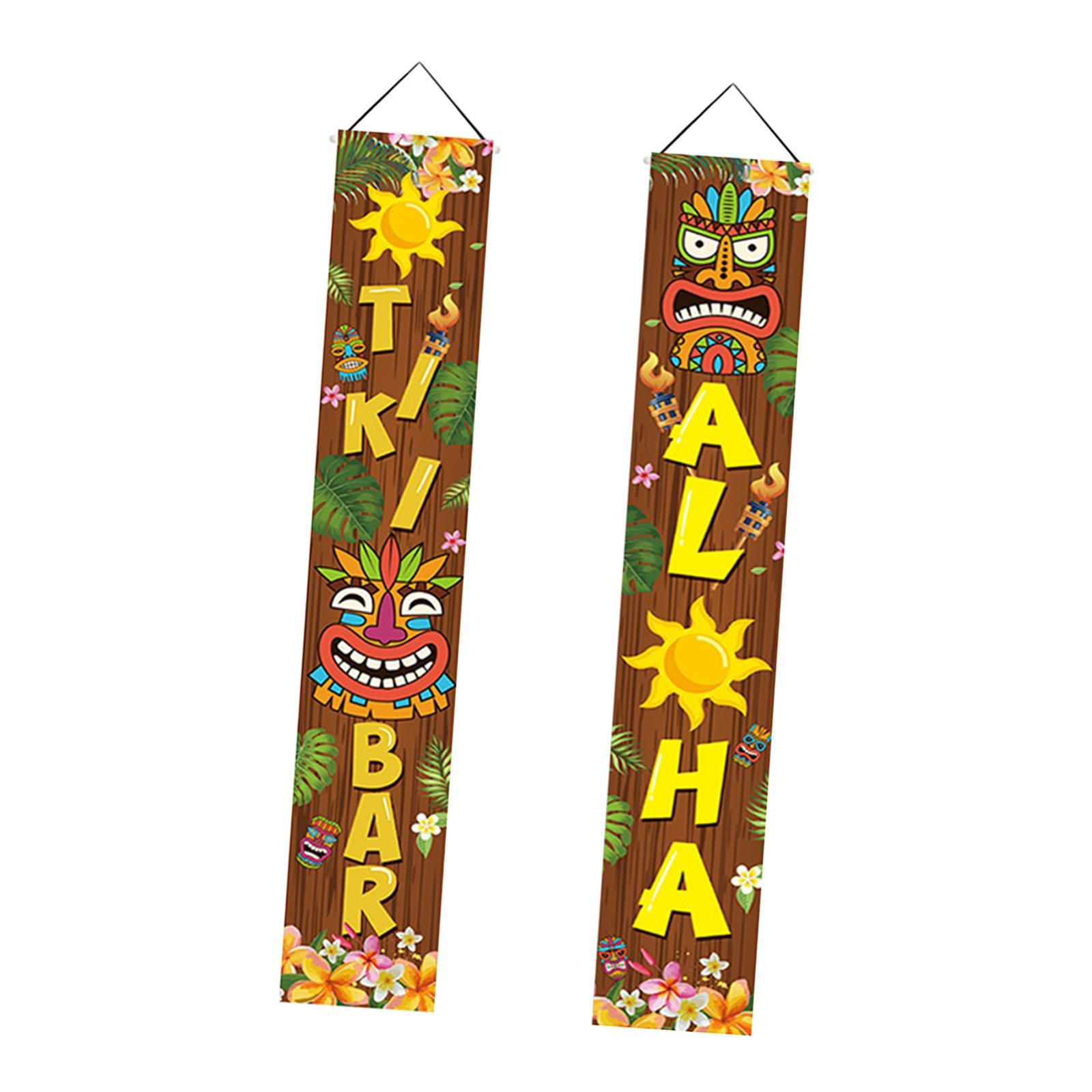 Door Banner Sign Decorative Door Flags Porch Sign for Hawaiian Home Carnival