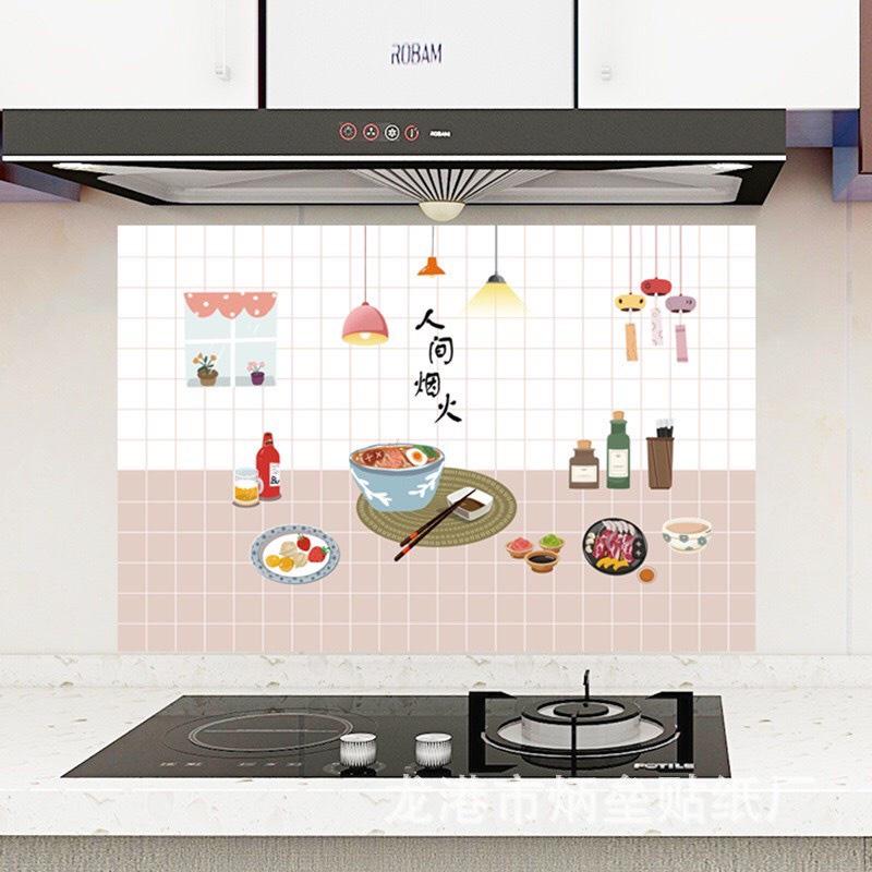 Giấy Dán Tường Bếp Cách Nhiệt Chống Dầu Mỡ, Chịu Nhiệt, Decal Dán Bếp 3D Họa Tiết
