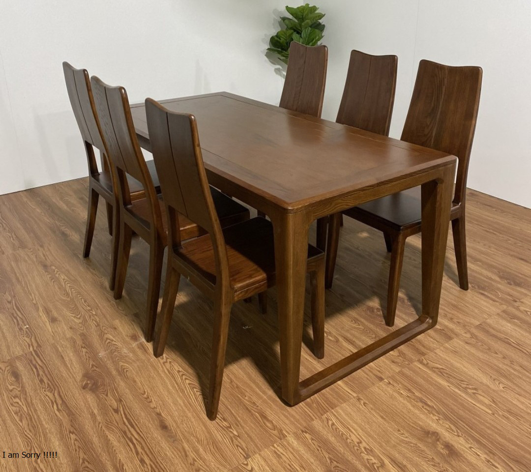 Bộ bàn ghế ăn gỗ sồi màu óc chó A98 - Đồ Gỗ Mạnh Hùng