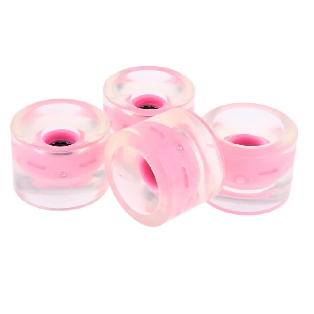 2x4pcs 70mm Light Up Skateboard Longboard Wheels Glow at Night 78A Pink