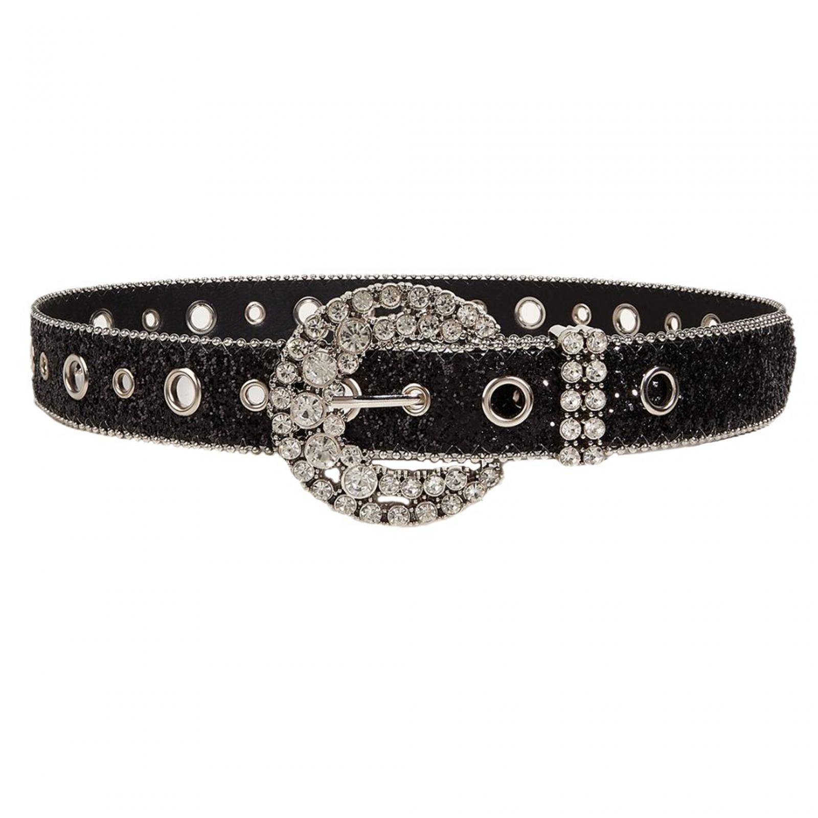 Rhinestone Belt Cowgirl Cowboy for Women Men Pants PU Leather Belt