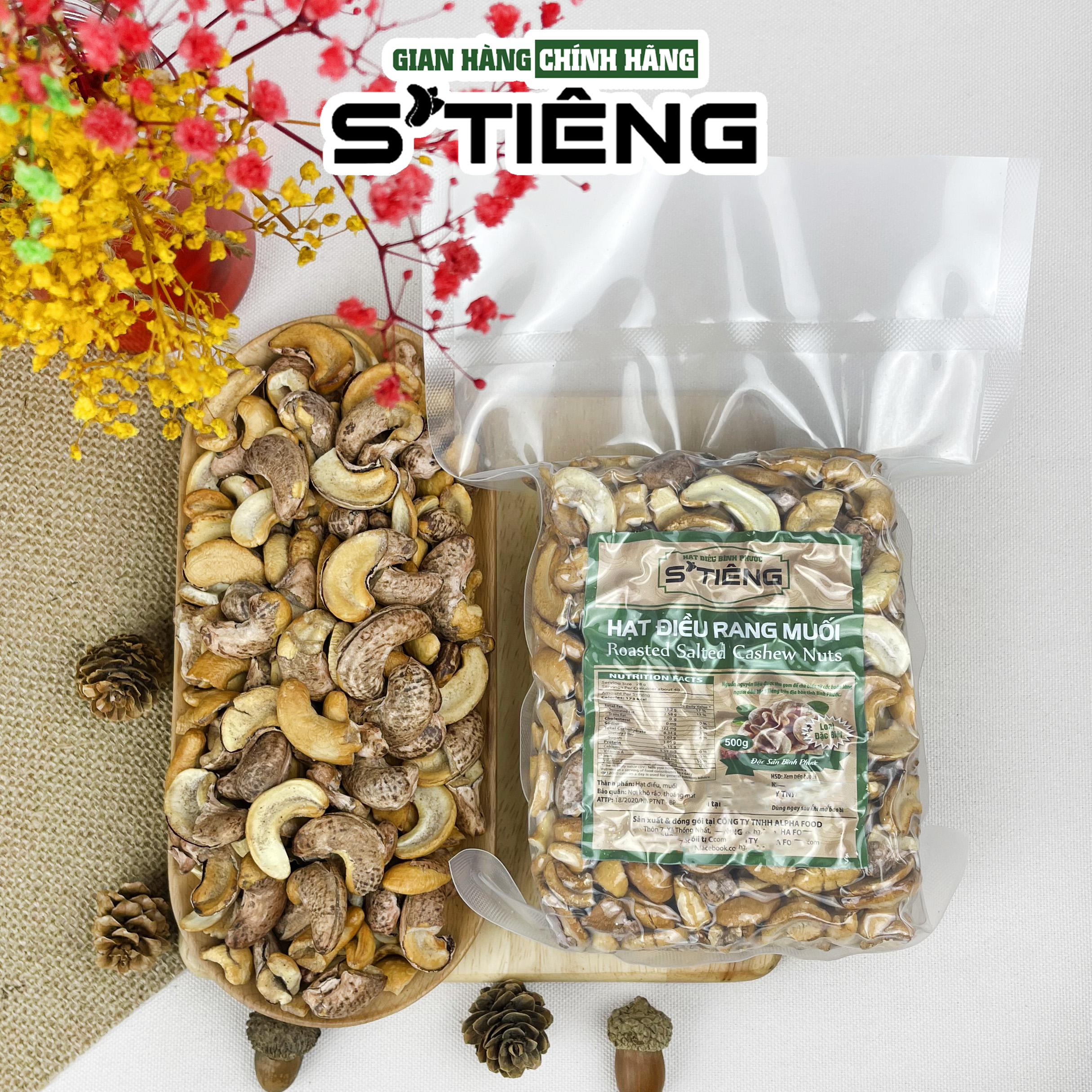 500Gr Hạt Điều Rang Muối S'TIÊNG Loại Bể Còn Vỏ Lụa